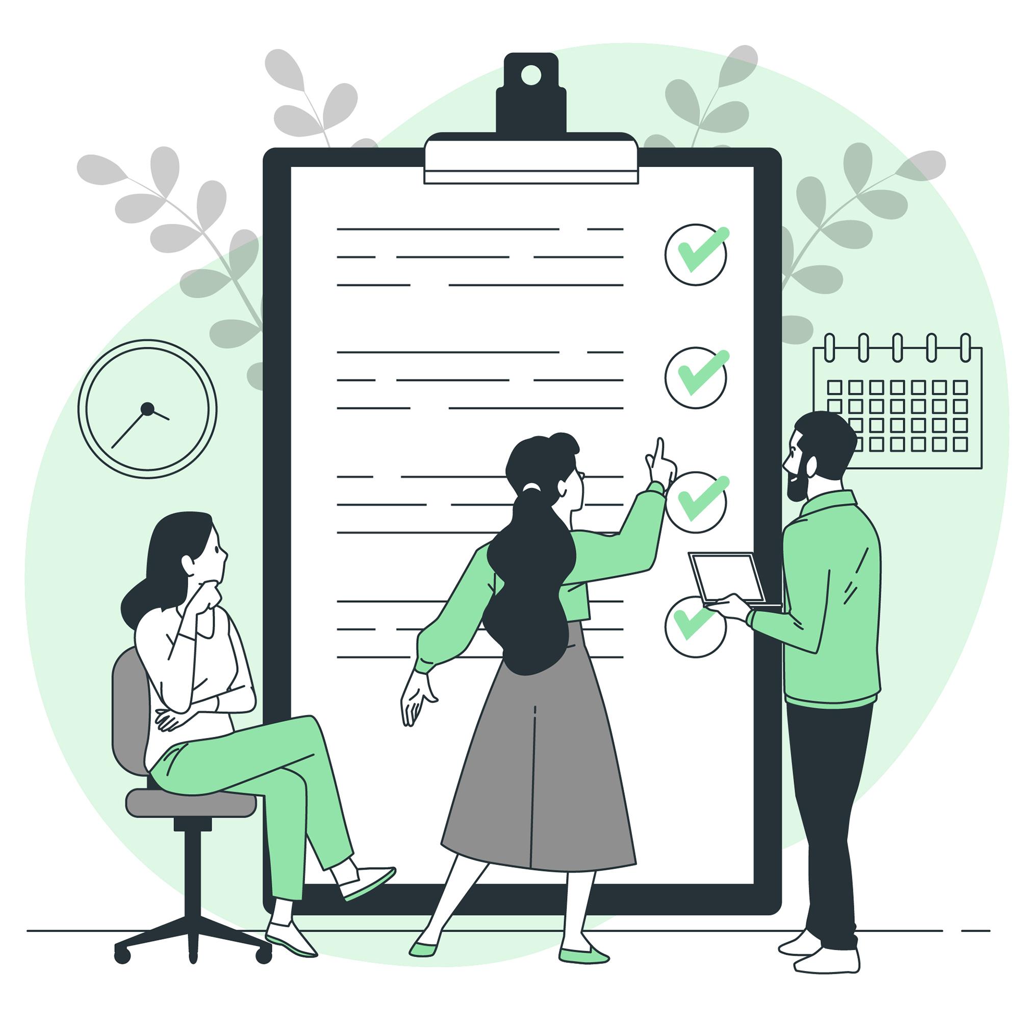 Person mit Checkliste